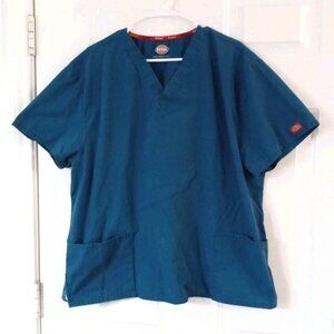 Dickies Blue Scrubs V Neck Top Size 2XL Pockets